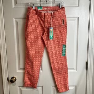 Old Navy Fish Print Pixie Ankle Pants Coral Womens Size 4 Stretch
